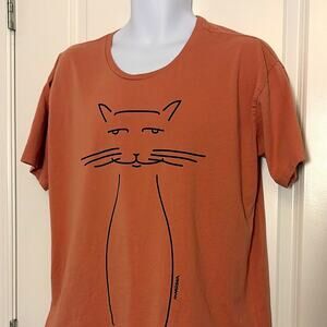 Marushka mauve Cat Graphic Print Crew Neck Short Sleeve T-Shirt XL